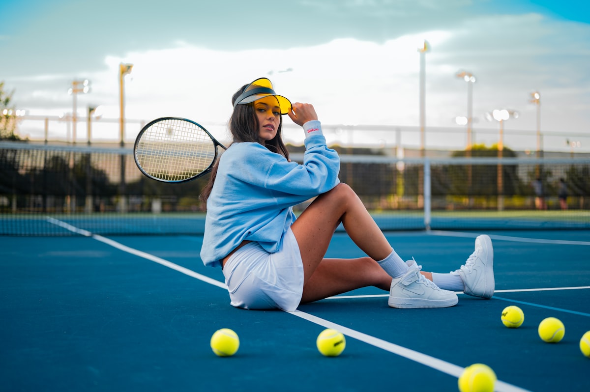 Tennis court and ball ready for a major tournament